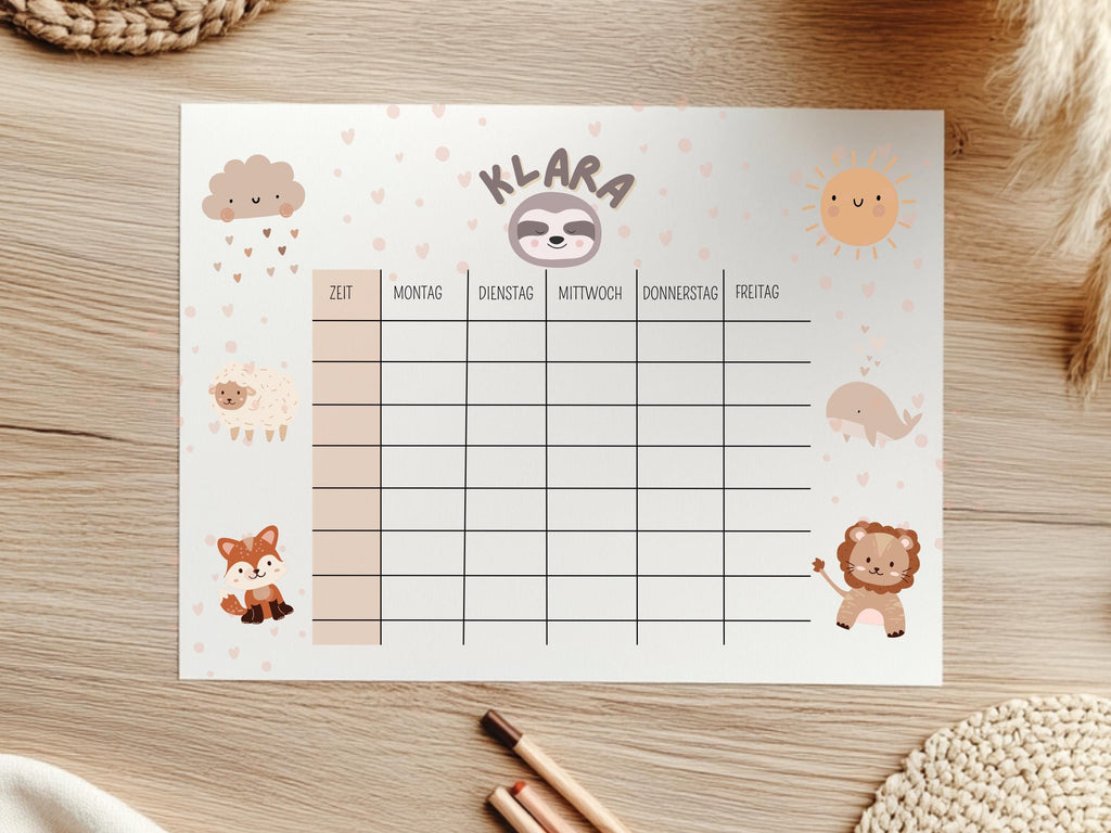 Magnetischer & personalisierter Stundenplan für Kinder