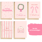 Weihnachtskarten – 5er Set Rosa