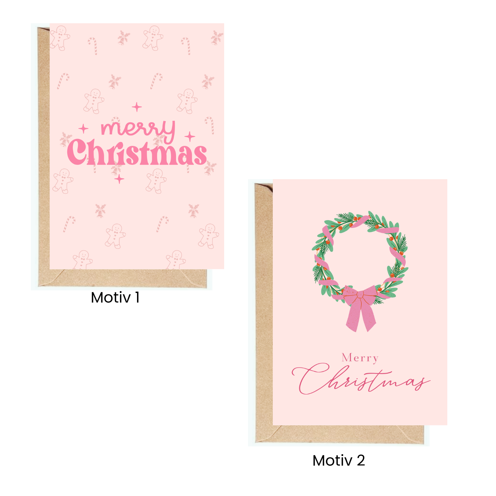 Weihnachtskarten – 5er Set Rosa