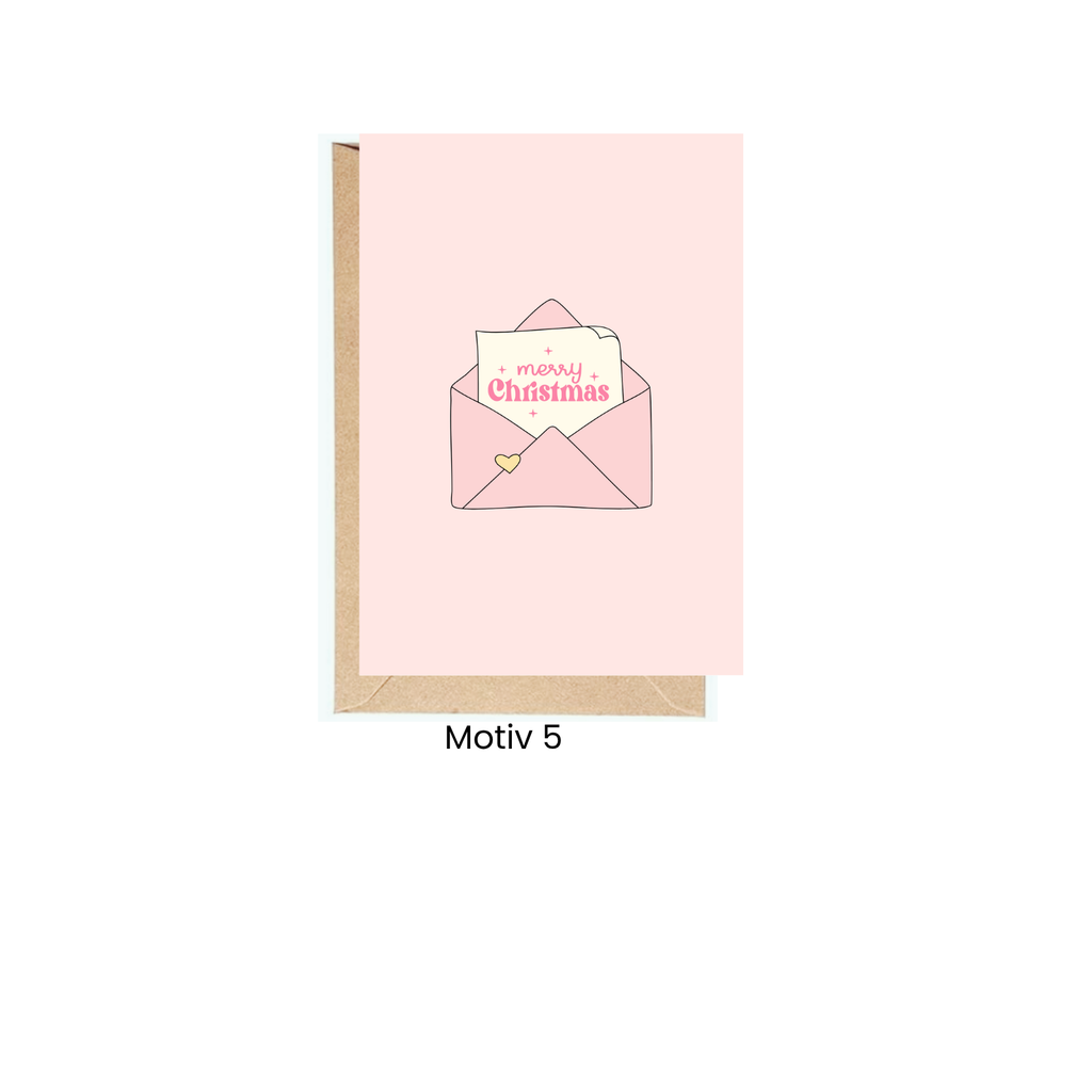 Weihnachtskarten – 5er Set Rosa
