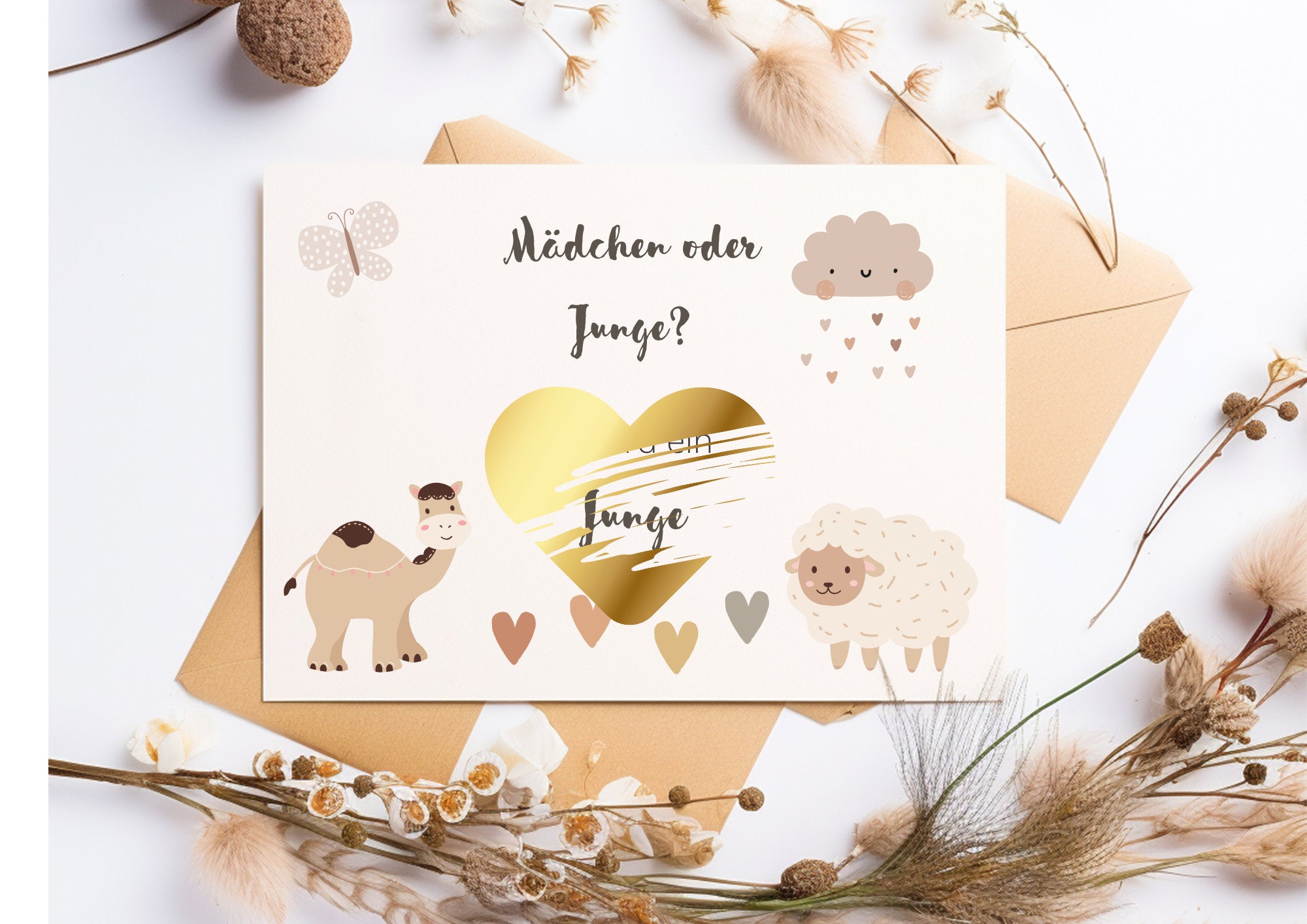 Boho Gender Reveal Rubbelkarte