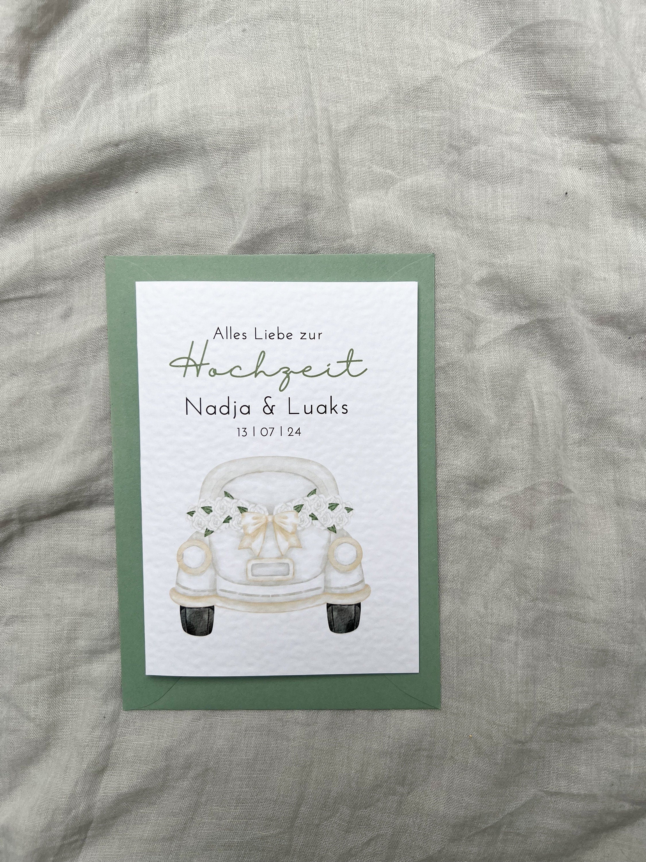 Personalisierte Hochzeitskarte mit Auto