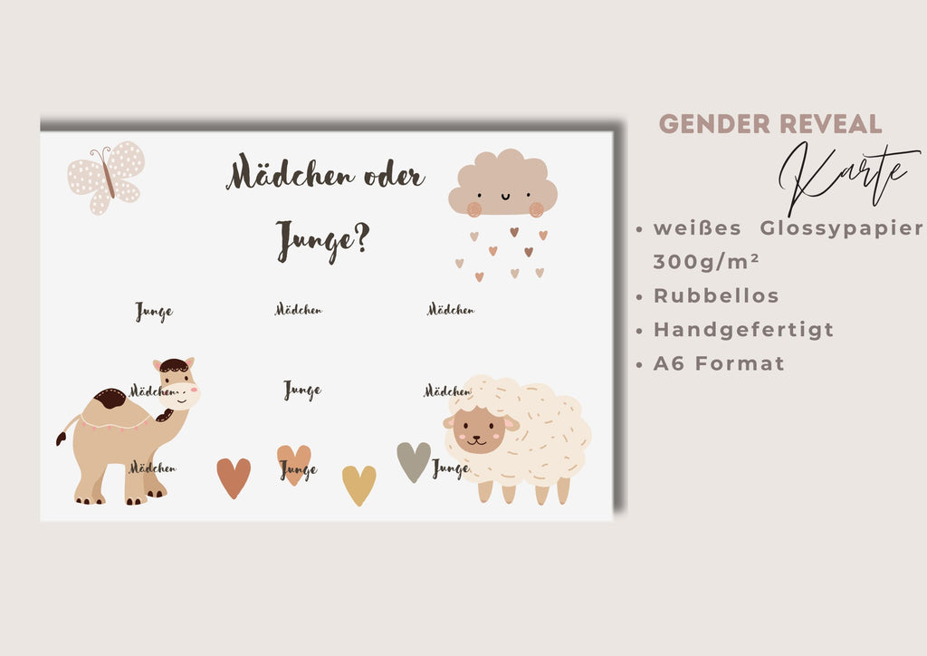 Boho Gender Reveal Rubbelkarte
