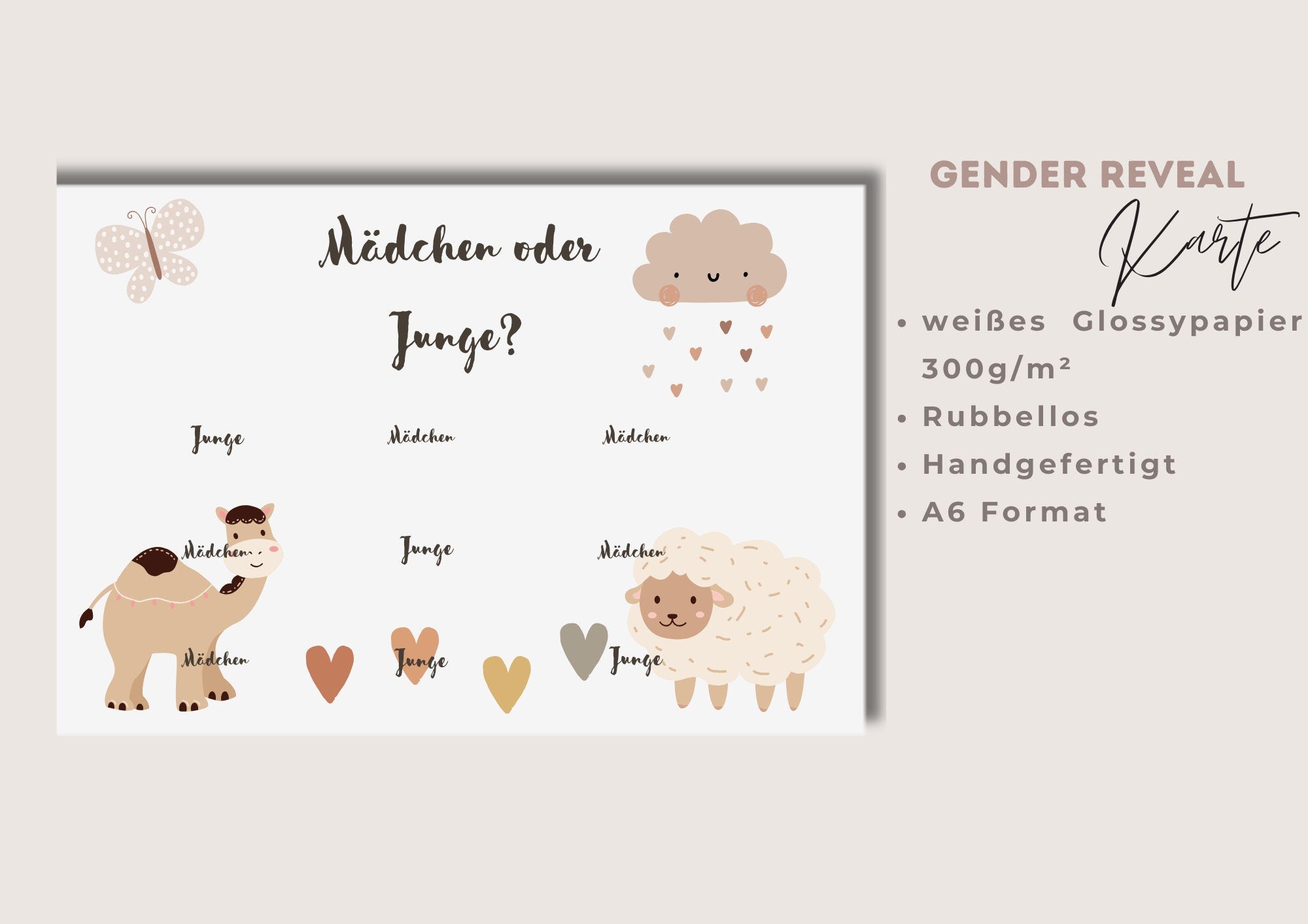 Boho Gender Reveal Rubbelkarte