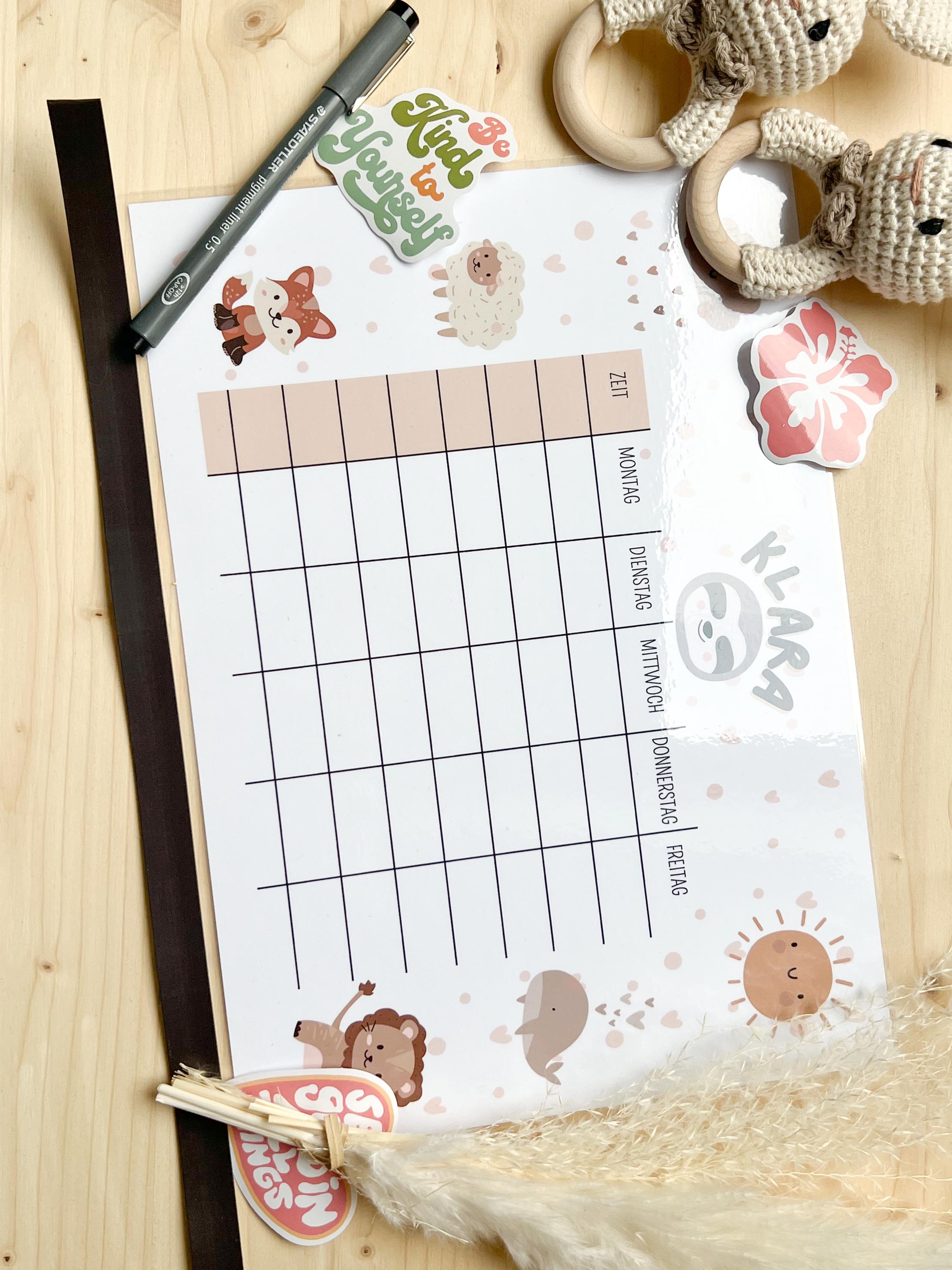 Magnetischer & personalisierter Stundenplan für Kinder
