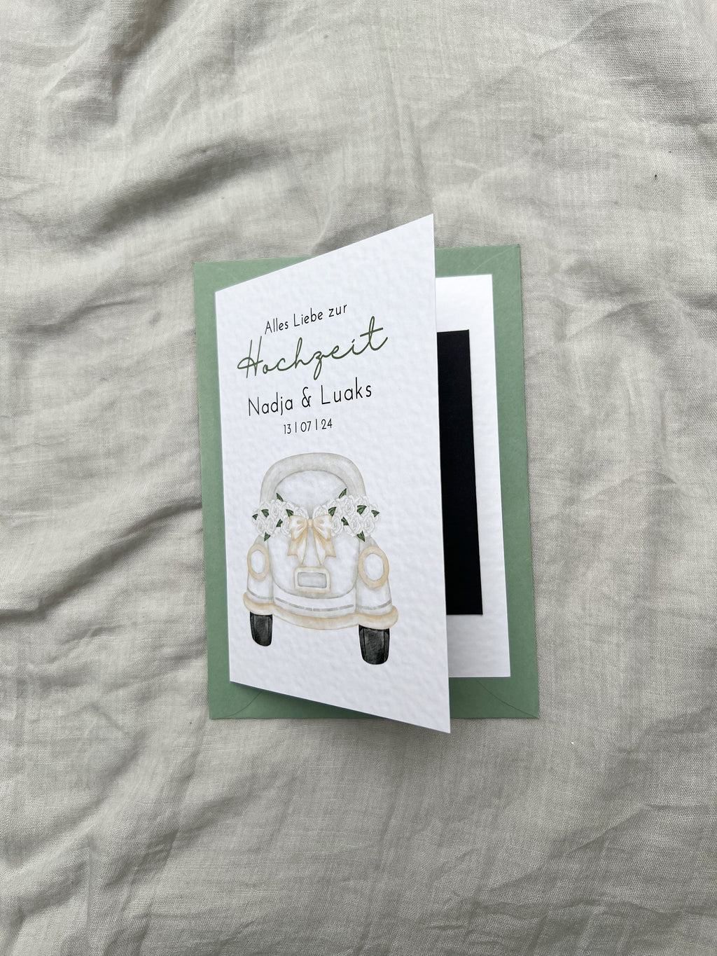 Personalisierte Hochzeitskarte mit Auto