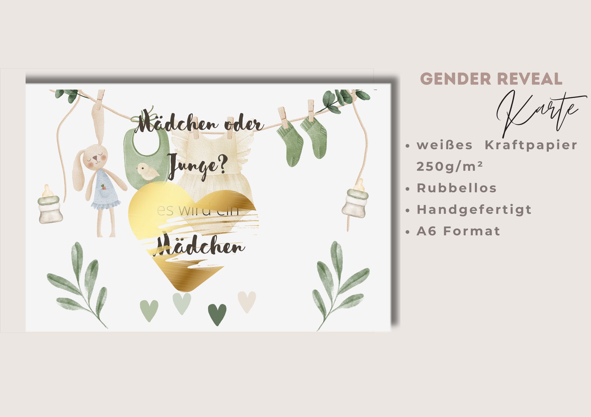 Gender Reveal Rubbelkarte - Green Edition