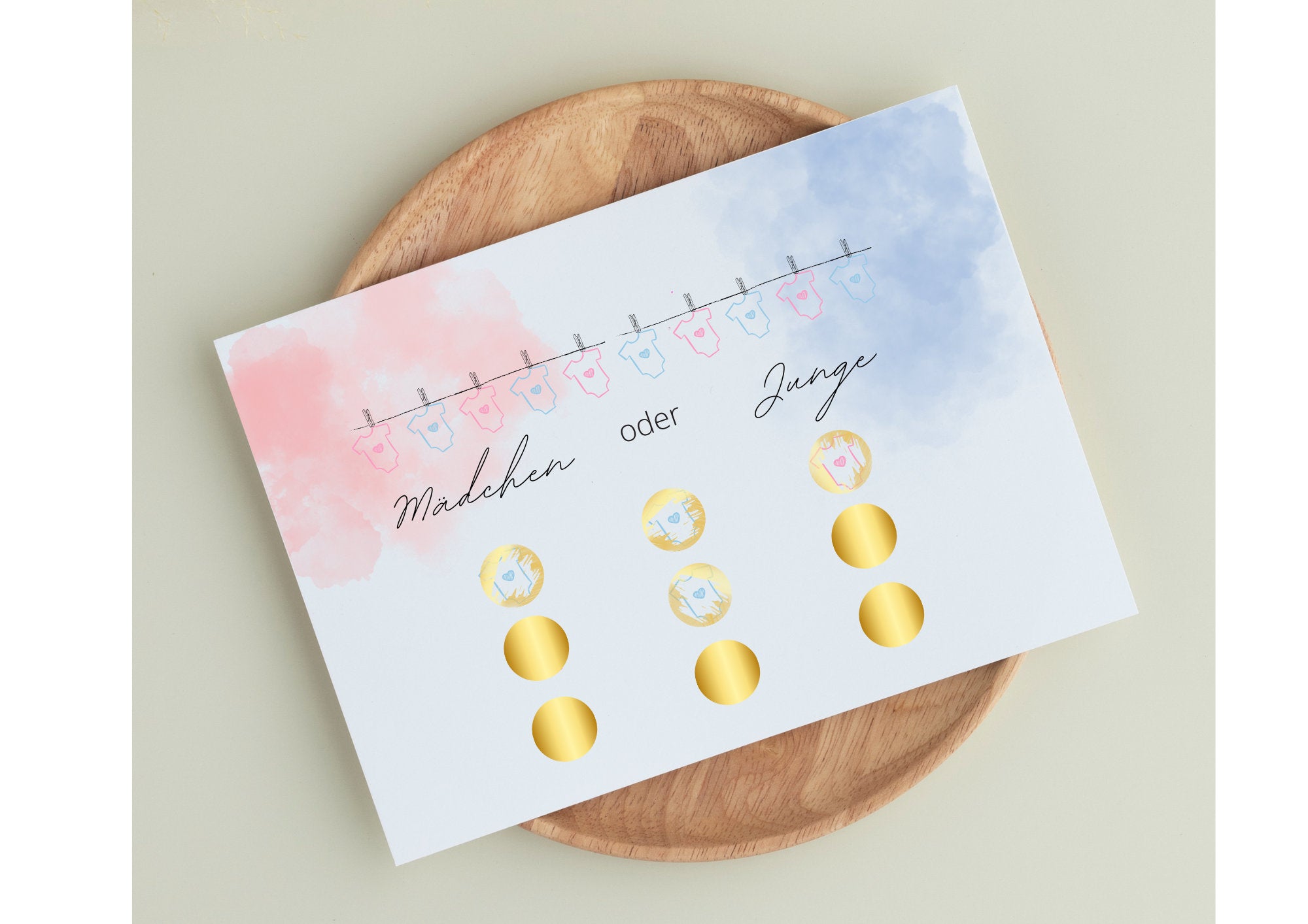 Gender-Reveal Rubbelkarte Rosa & Blau Edition