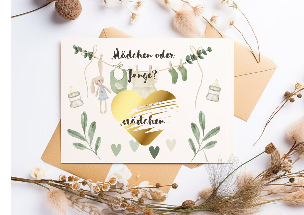 Green Edition Gender Reveal Rubbelkarte