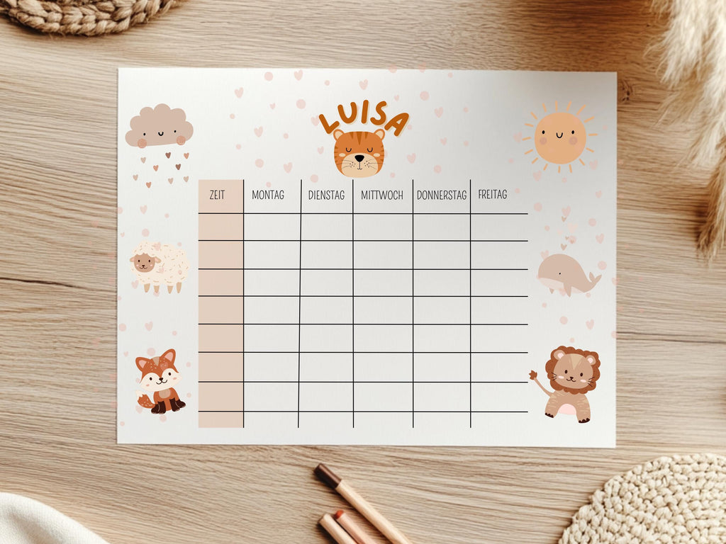 Magnetischer & personalisierter Stundenplan für Kinder