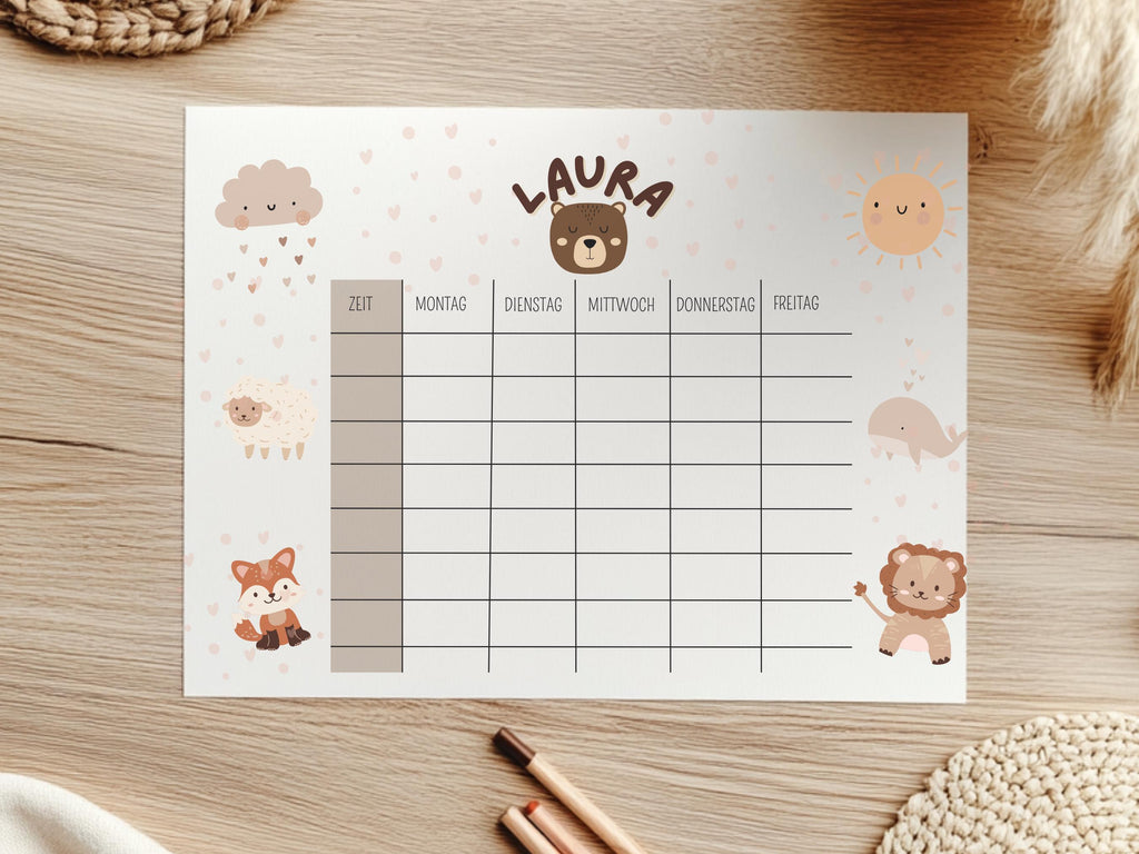 Magnetischer & personalisierter Stundenplan für Kinder