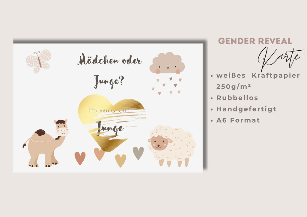 Boho Gender Reveal Rubbelkarte