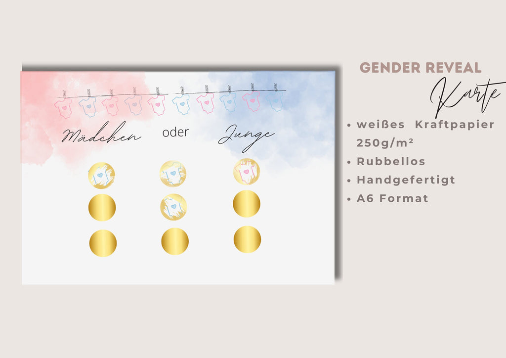 Gender-Reveal Rubbelkarte Rosa & Blau Edition
