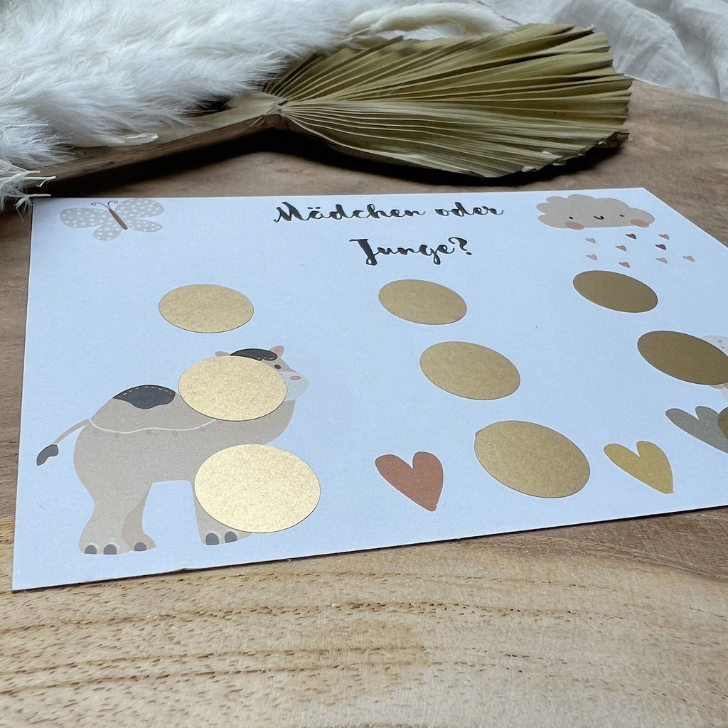 Boho Gender Reveal Rubbelkarte