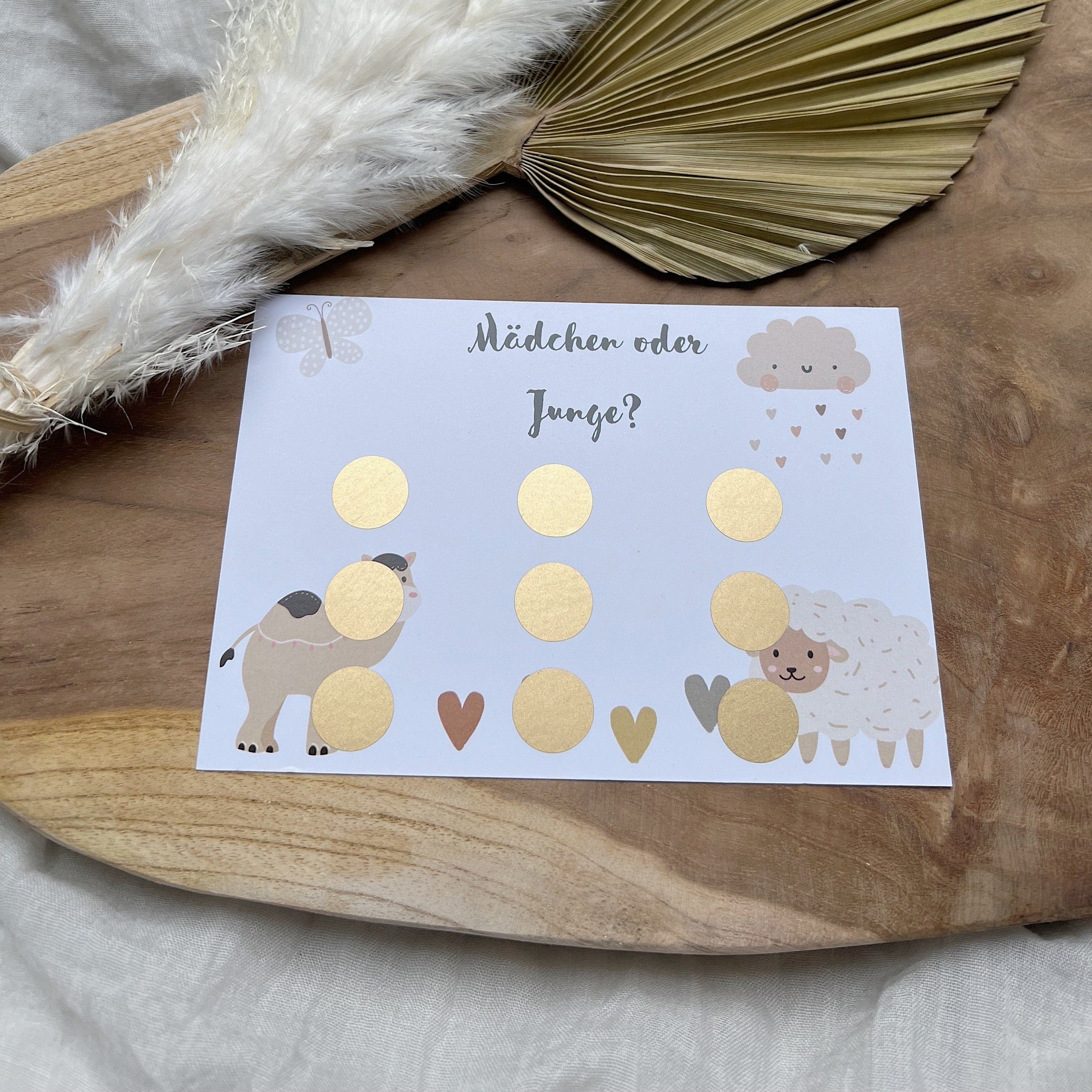 Boho Gender Reveal Rubbelkarte