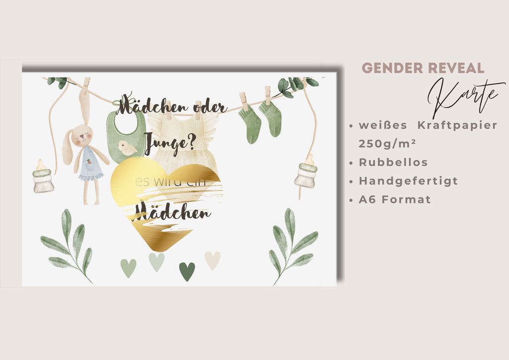 Green Edition Gender Reveal Rubbelkarte