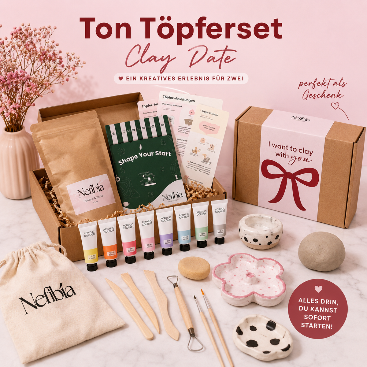 The Clay Date – Töpfer Set für zuhause | Kreative Date Night Idee