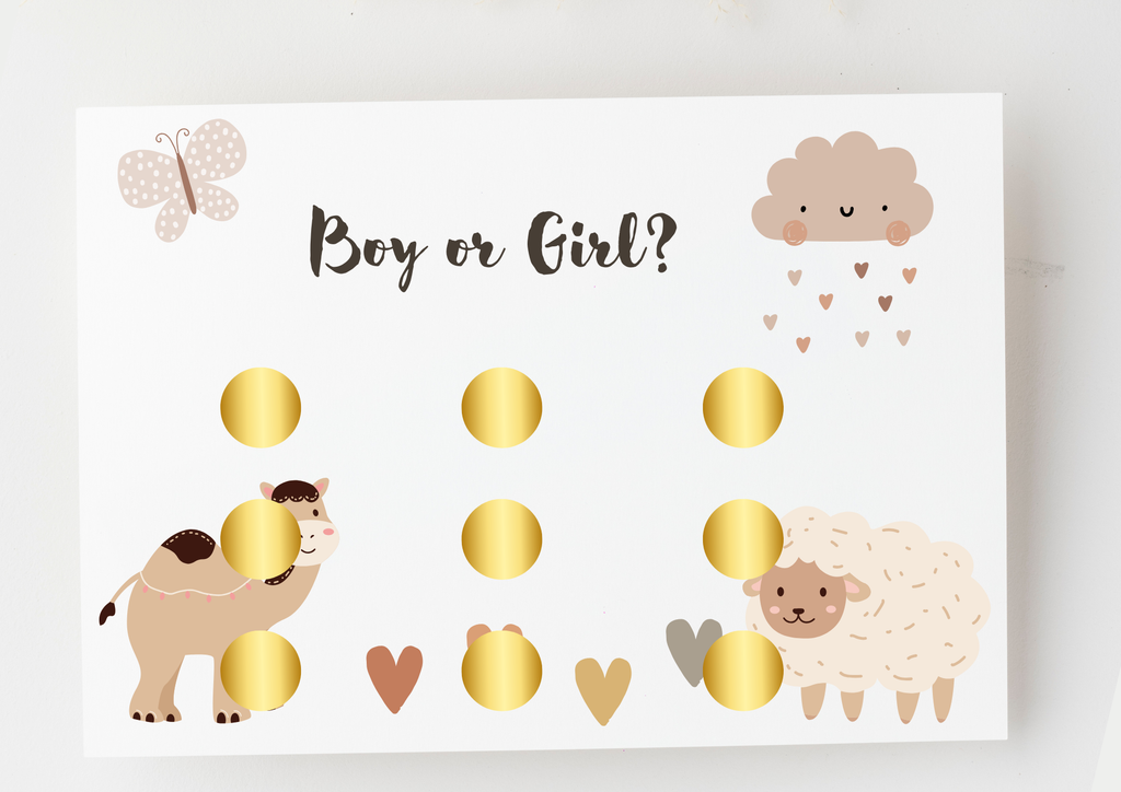 Boho Gender Reveal Rubbelkarte