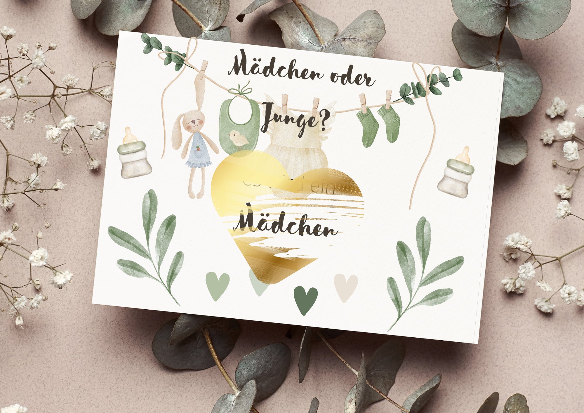 Green Edition Gender Reveal Rubbelkarte