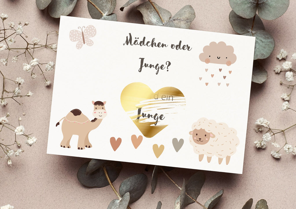 Boho Gender Reveal Rubbelkarte