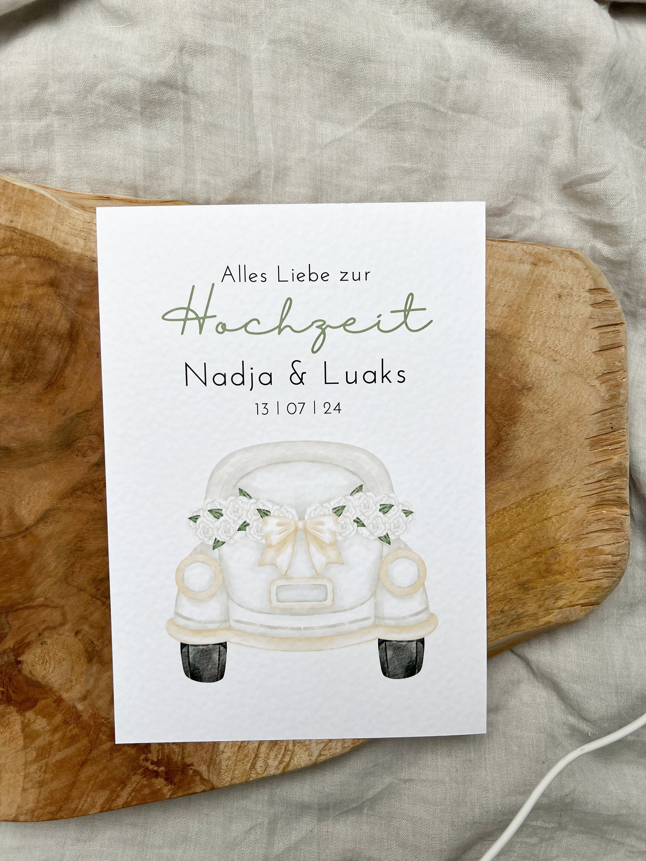 Personalisierte Hochzeitskarte mit Auto