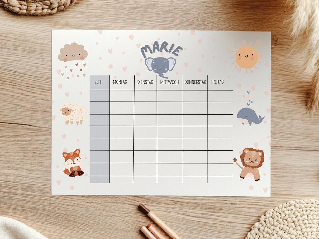 Magnetischer & personalisierter Stundenplan für Kinder