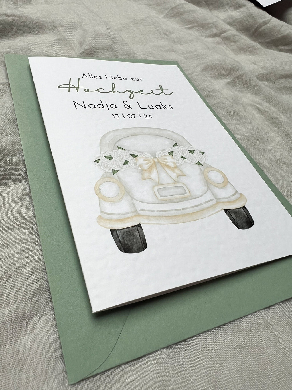 Personalisierte Hochzeitskarte mit Auto