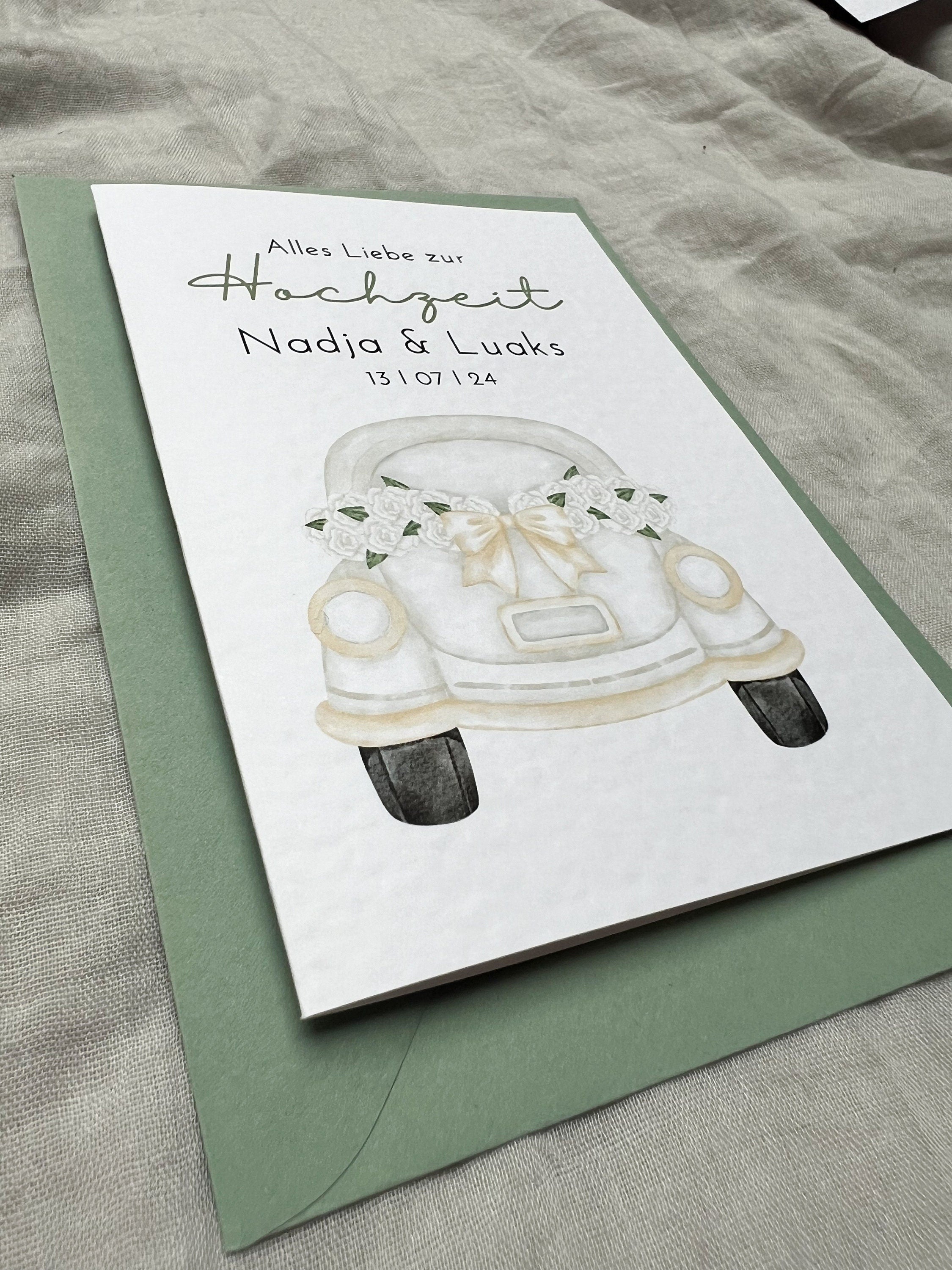 Personalisierte Hochzeitskarte mit Auto
