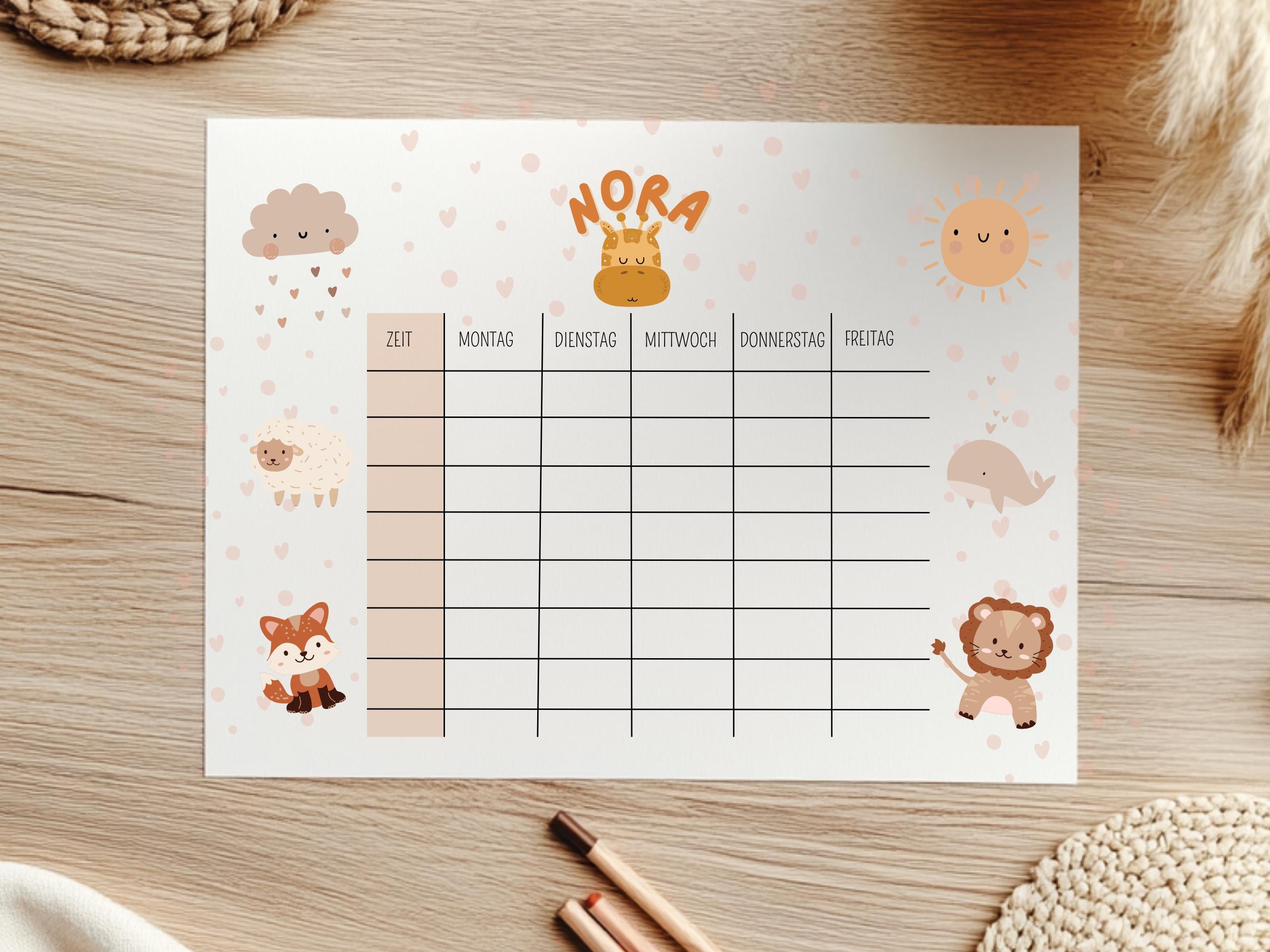 Magnetischer & personalisierter Stundenplan für Kinder